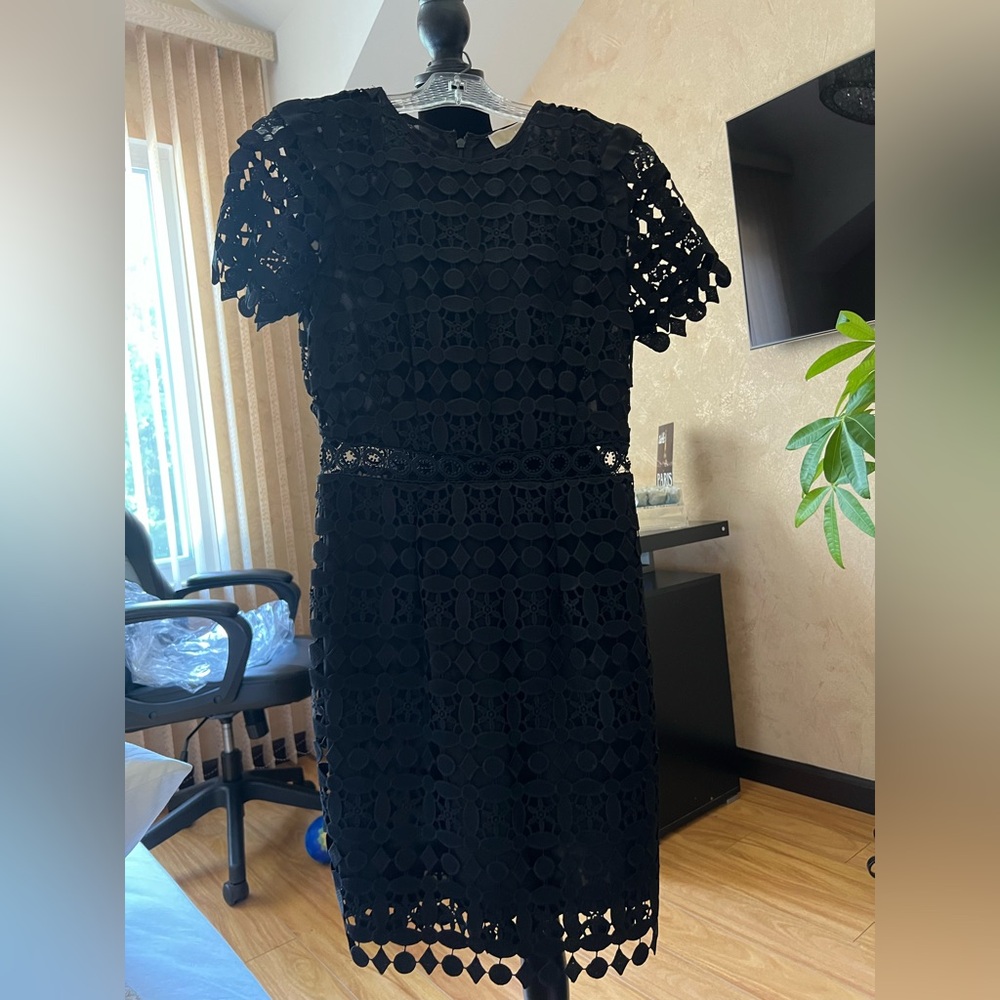 Michael Kors Black Crochet Midi Dress
